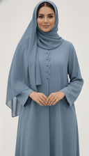 The Rawan Mandarin Collar Scallop Button Abaya - TAL by The Abaya Lab