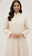 The Rawan Mandarin Collar Scallop Button Abaya - TAL by The Abaya Lab