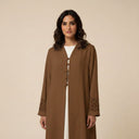 The Rayaan Cutwork Sleeve Button - Front Open Abaya - TAL by The Abaya Lab