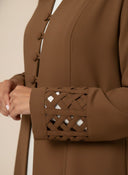The Rayaan Cutwork Sleeve Button - Front Open Abaya - TAL by The Abaya Lab