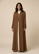The Rayaan Cutwork Sleeve Button - Front Open Abaya - TAL by The Abaya Lab