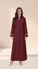 The Rayia Sculpted Panel Abaya with Sheer Cuff Detail - TAL by The Abaya Lab
