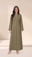 The Rayia Sculpted Panel Abaya with Sheer Cuff Detail - TAL by The Abaya Lab