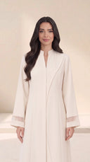 The Rayia Sculpted Panel Abaya with Sheer Cuff Detail - TAL by The Abaya Lab