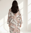 The Reem Blush Pink Crane Print Abaya - TAL by The Abaya Lab