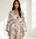 The Reem Blush Pink Crane Print Abaya - TAL by The Abaya Lab