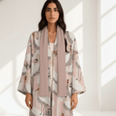 The Reem Blush Pink Crane Print Abaya - TAL by The Abaya Lab