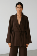 The Reem Brown Linen Luxury Set - TAL by The Abaya Lab