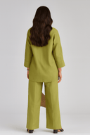 The Reem Green Luxe Linen Casual Set - TAL by The Abaya Lab