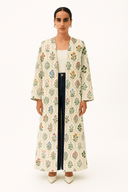 The Reem Ivory Botanical Print Abaya - TAL by The Abaya Lab