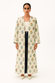 The Reem Ivory Botanical Print Abaya - TAL by The Abaya Lab