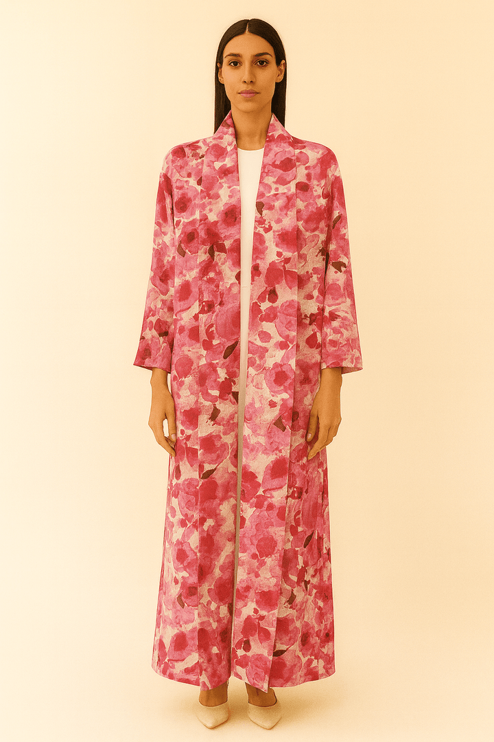 The Reem Pink Floral Abaya - TAL by The Abaya Lab