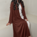 The Reem Terracotta Velvet Open Abaya - TAL by The Abaya Lab