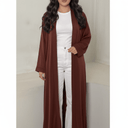 The Reem Terracotta Velvet Open Abaya - TAL by The Abaya Lab