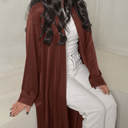 The Reem Terracotta Velvet Open Abaya - TAL by The Abaya Lab