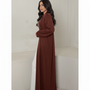 The Reem Terracotta Velvet Open Abaya - TAL by The Abaya Lab
