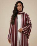 The Reema Coordinated Striped Abaya - TAL by The Abaya Lab
