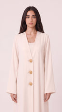 The Rehab Shell Button Open Front Abaya - TAL by The Abaya Lab