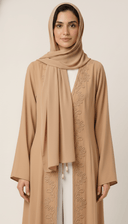 The Renaad Embroidered Tie - Front Open Abaya - TAL by The Abaya Lab