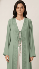 The Renaad Embroidered Tie - Front Open Abaya - TAL by The Abaya Lab