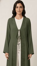 The Renaad Embroidered Tie - Front Open Abaya - TAL by The Abaya Lab
