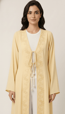 The Renaad Embroidered Tie - Front Open Abaya - TAL by The Abaya Lab