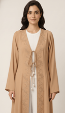 The Renaad Embroidered Tie - Front Open Abaya - TAL by The Abaya Lab