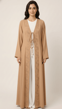 The Renaad Embroidered Tie - Front Open Abaya - TAL by The Abaya Lab
