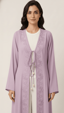 The Renaad Embroidered Tie - Front Open Abaya - TAL by The Abaya Lab
