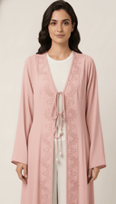The Renaad Embroidered Tie - Front Open Abaya - TAL by The Abaya Lab