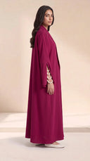 The Randa Beaded Slit Cuff Abaya, in Pink, side view