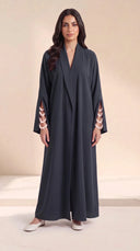 The Randa Beaded Slit Cuff Abaya, in Navy, front view