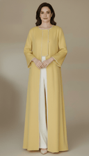 The Rifah Luxury Piped Edge Pearl Abaya - TAL by The Abaya Lab