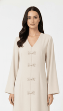 The Roa Bow Inspired Button Detail Front Abaya - TAL by The Abaya Lab