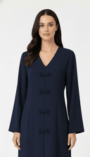 The Roa Bow Inspired Button Detail Front Abaya - TAL by The Abaya Lab