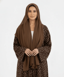 The Rodha Mocha Polka Classic Open Abaya - TAL by The Abaya Lab