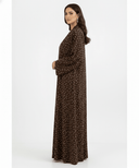 The Rodha Mocha Polka Classic Open Abaya - TAL by The Abaya Lab