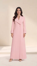 The Rofaida Asymmetric Lapel Abaya, in Pink, front view