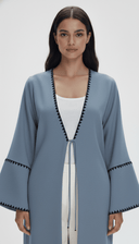 The Rola Contrast Trim Open Abaya - TAL by The Abaya Lab