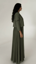 The Rowan Olive Green Pleated Abaya - TAL by The Abaya Lab