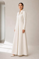 The Ruba Floral Appliqué Collar Abaya, in Off White, side view