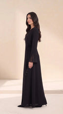 The Ruban Tie-Waist Abaya with Sheer Flared Cuffs - TAL by The Abaya Lab