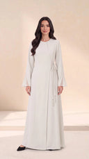 The Ruban Tie-Waist Abaya with Sheer Flared Cuffs - TAL by The Abaya Lab