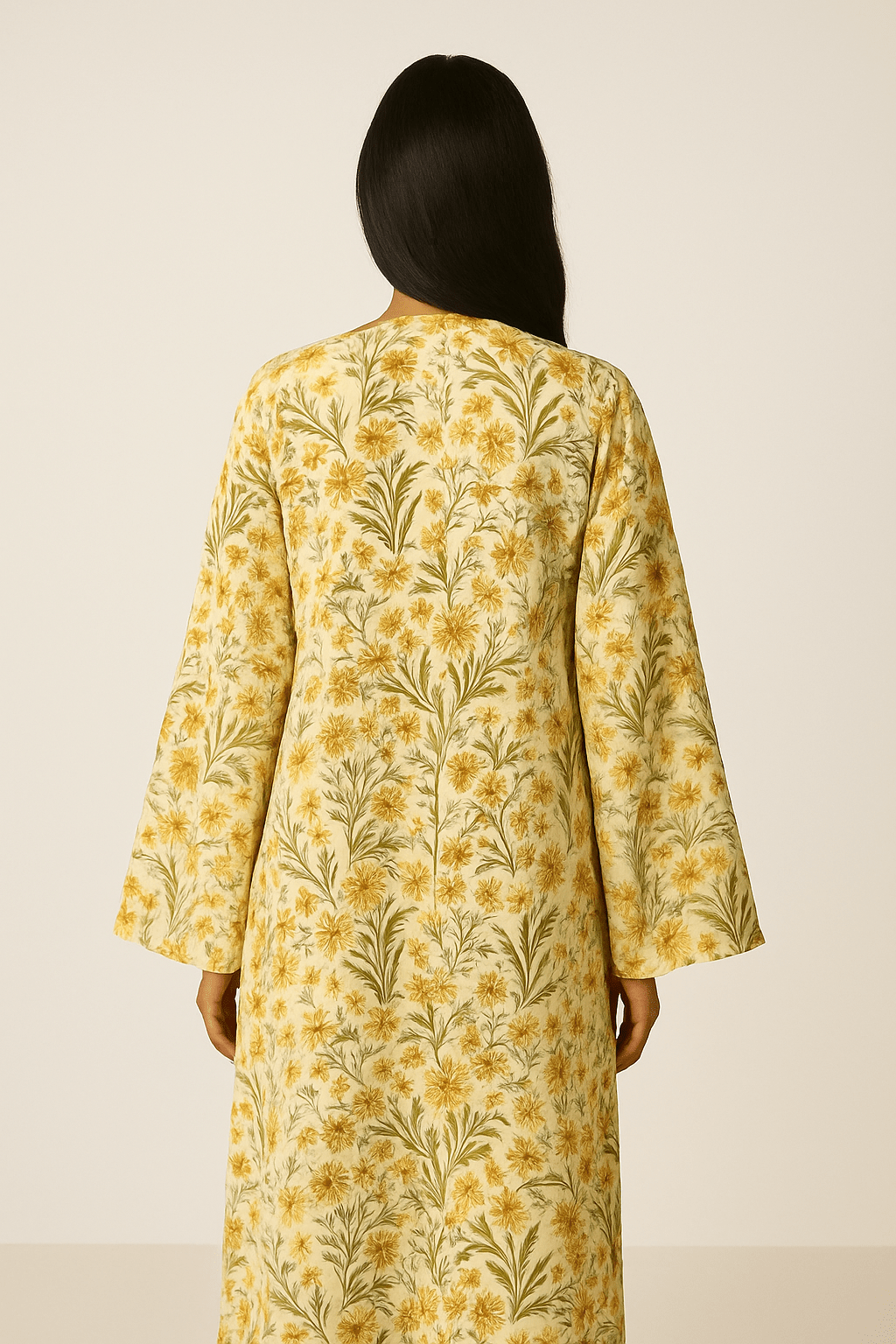 The Rubi Buttercream Flower Abaya - TAL by The Abaya Lab