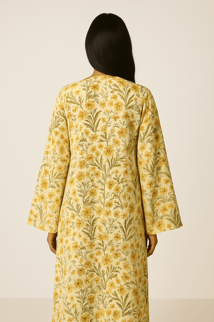 The Rubi Buttercream Flower Abaya - TAL by The Abaya Lab