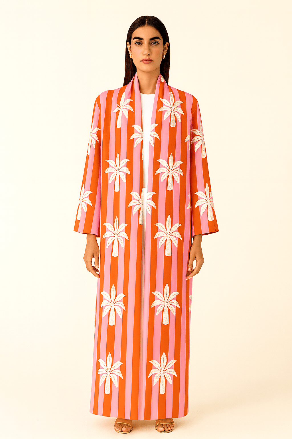 The Ruby Pink & Red Palm Abaya - TAL by The Abaya Lab