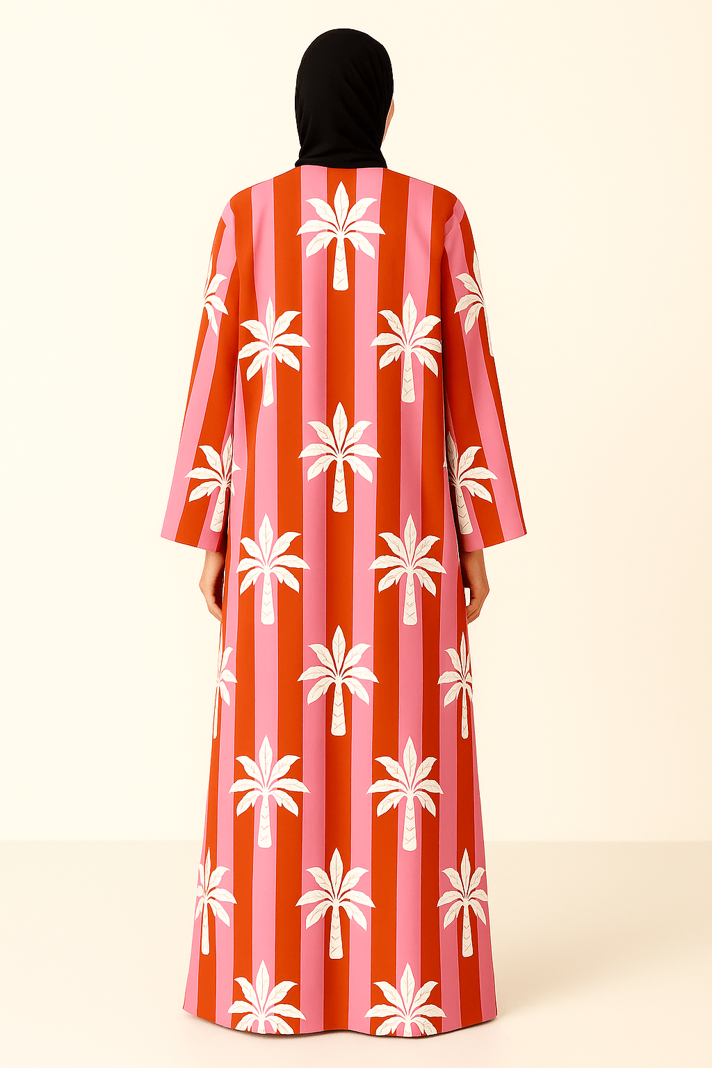 The Ruby Pink & Red Palm Abaya - TAL by The Abaya Lab