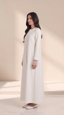 The Ruwaida Embellished Tulle Cuff Abaya, in Off White, side view
