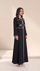 The Sabeera Contrast Piping Abaya with Bow Details - TAL by The Abaya Lab