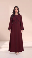 The Sabeera Contrast Piping Abaya with Bow Details - TAL by The Abaya Lab